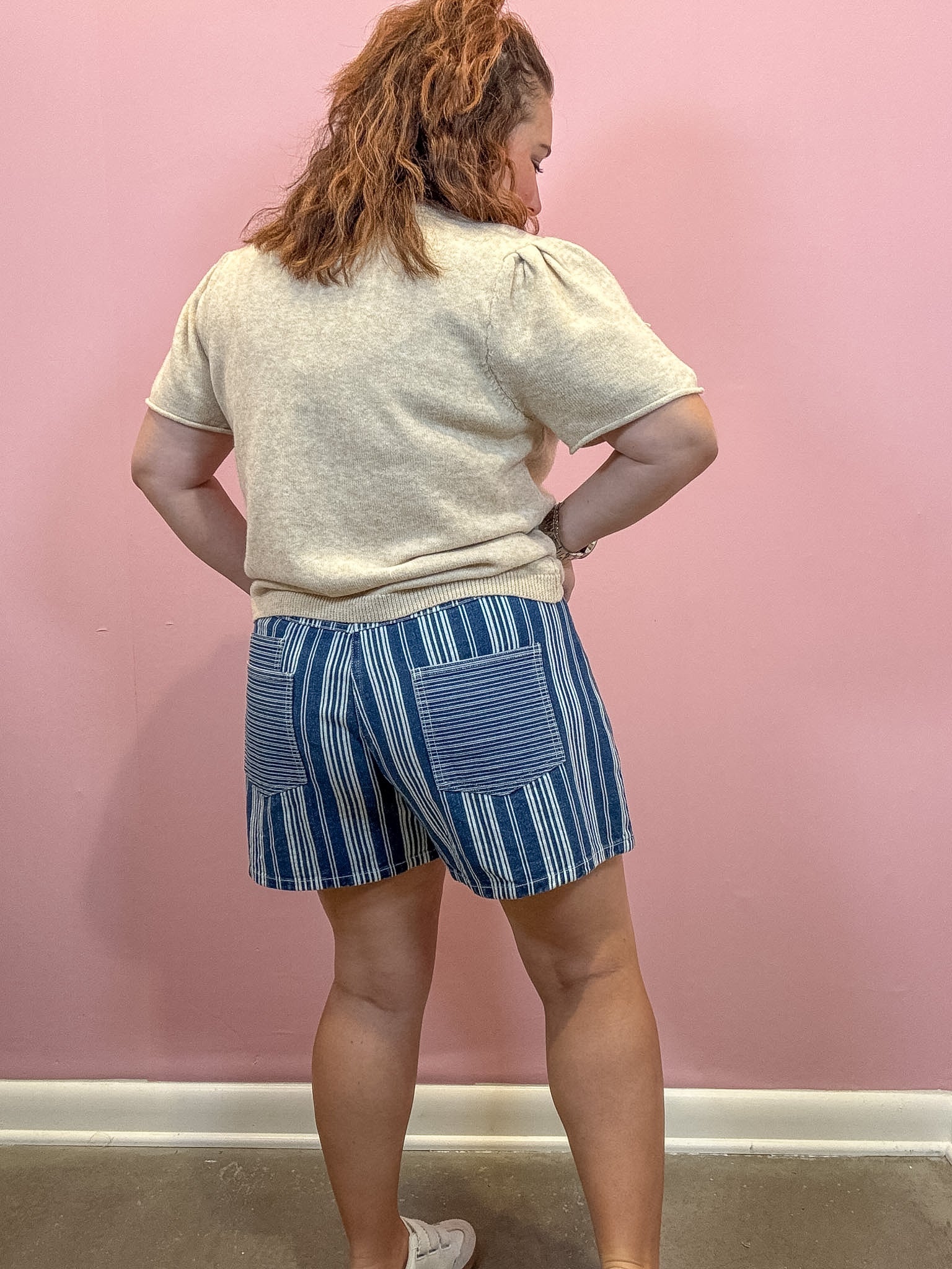 Robbie Mixed Stripe Denim Shorts