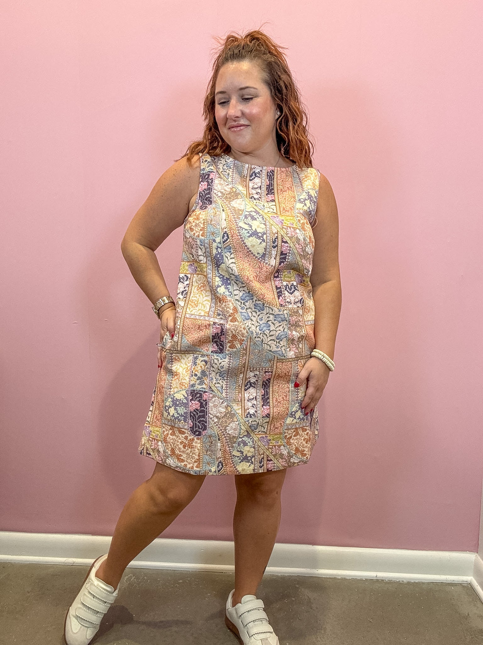 Amelia Patchwork Denim Shift Dress