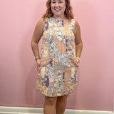 Amelia Patchwork Denim Shift Dress