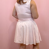 Light Pink with White Piping Pleated Skirt