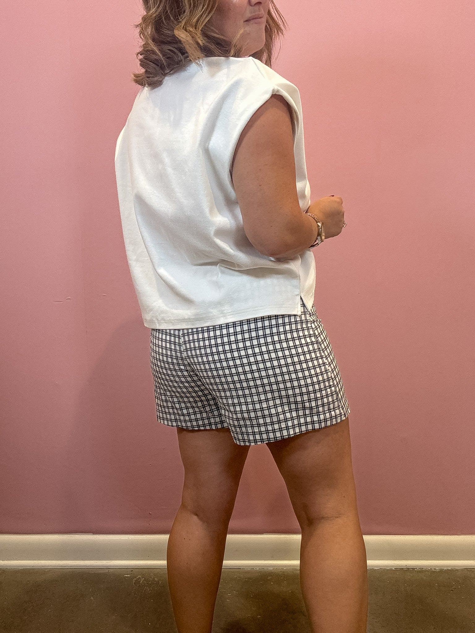 Checkered High Waist Shorts