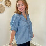 Denim Ruffled Top