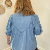 Denim Ruffled Top