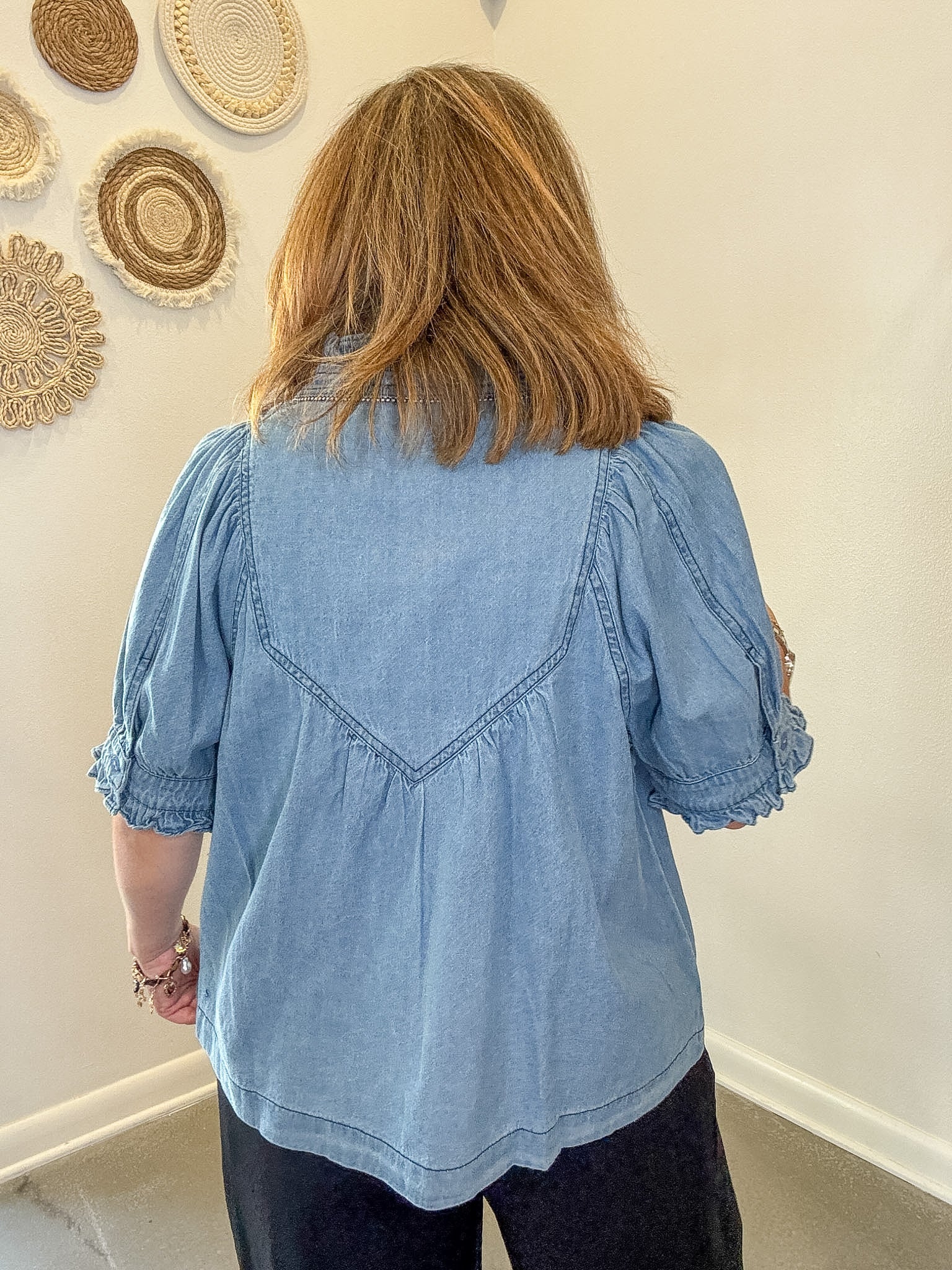 Denim Ruffled Top