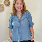Denim Ruffled Top