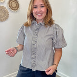 Striped Ruffle Button Down Top