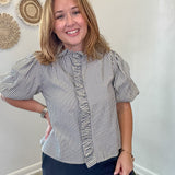 Striped Ruffle Button Down Top