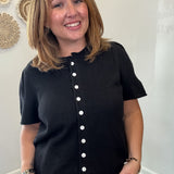 Short Sleeve Sweater Cardigan Black