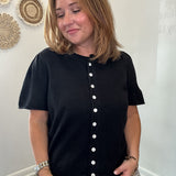 Short Sleeve Sweater Cardigan Black