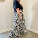 Black and White  Floral Midi Skirt