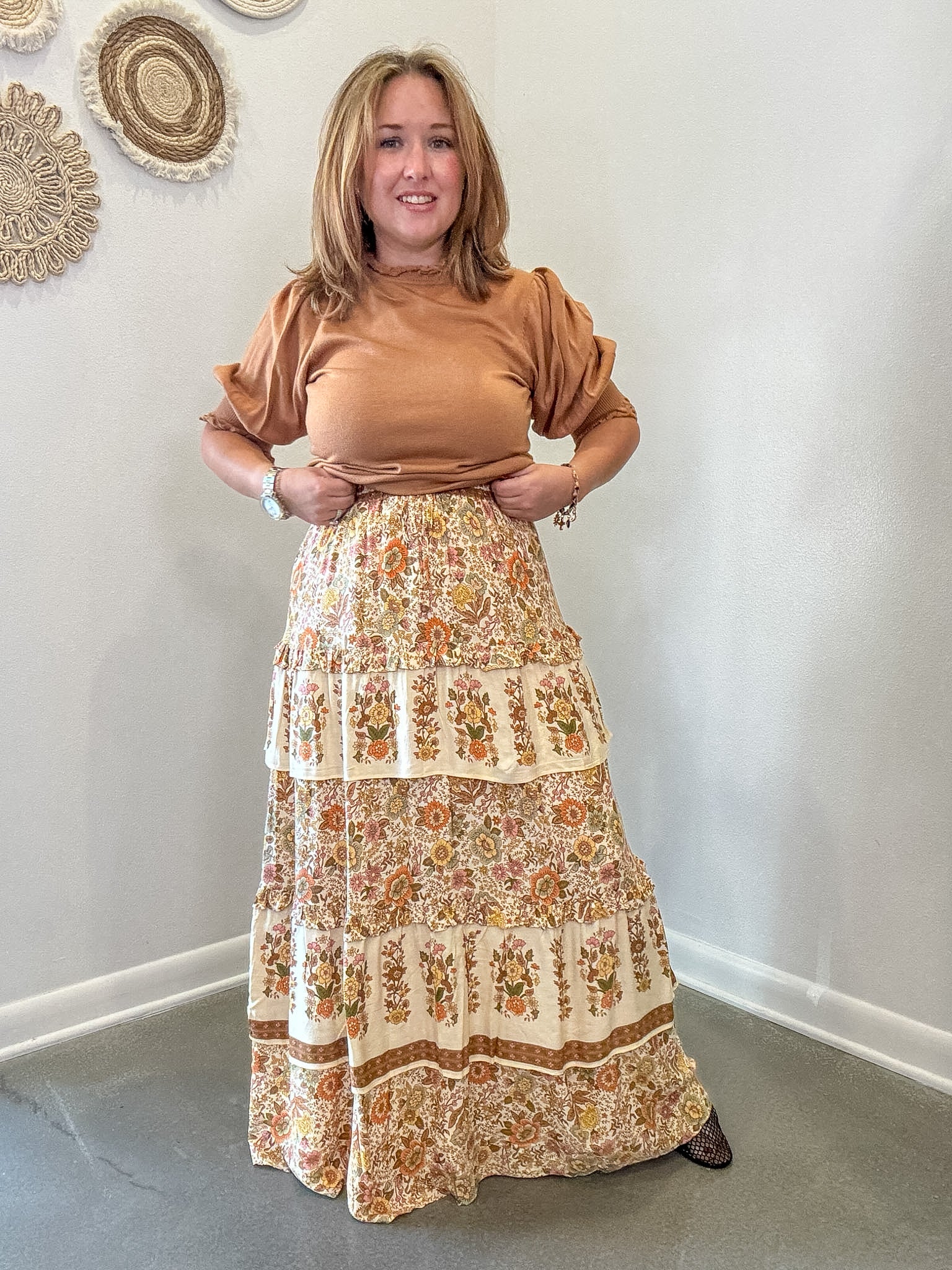 Ruffle Tiered Midi Skirt