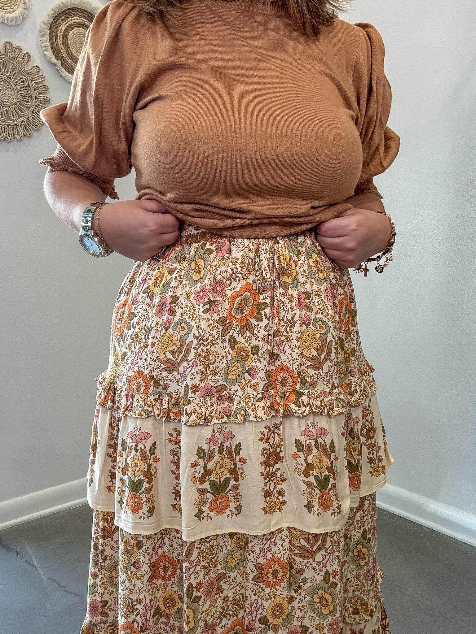 Ruffle Tiered Midi Skirt