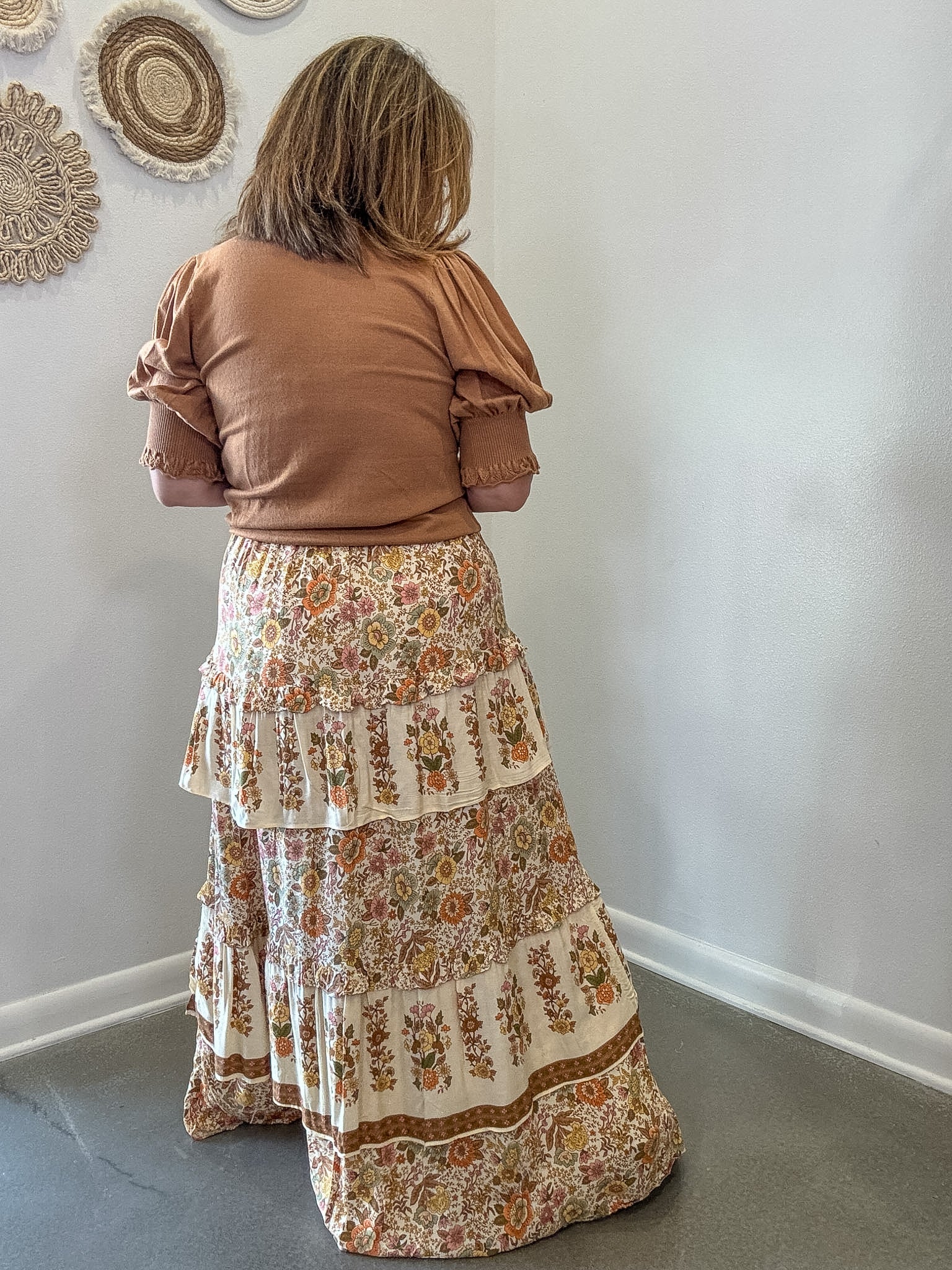 Ruffle Tiered Midi Skirt