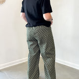 Moss Green Polka Dot Wide Leg Cropped Pants