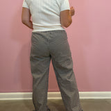 Gingham Ruffle Hem Wide Leg Pants