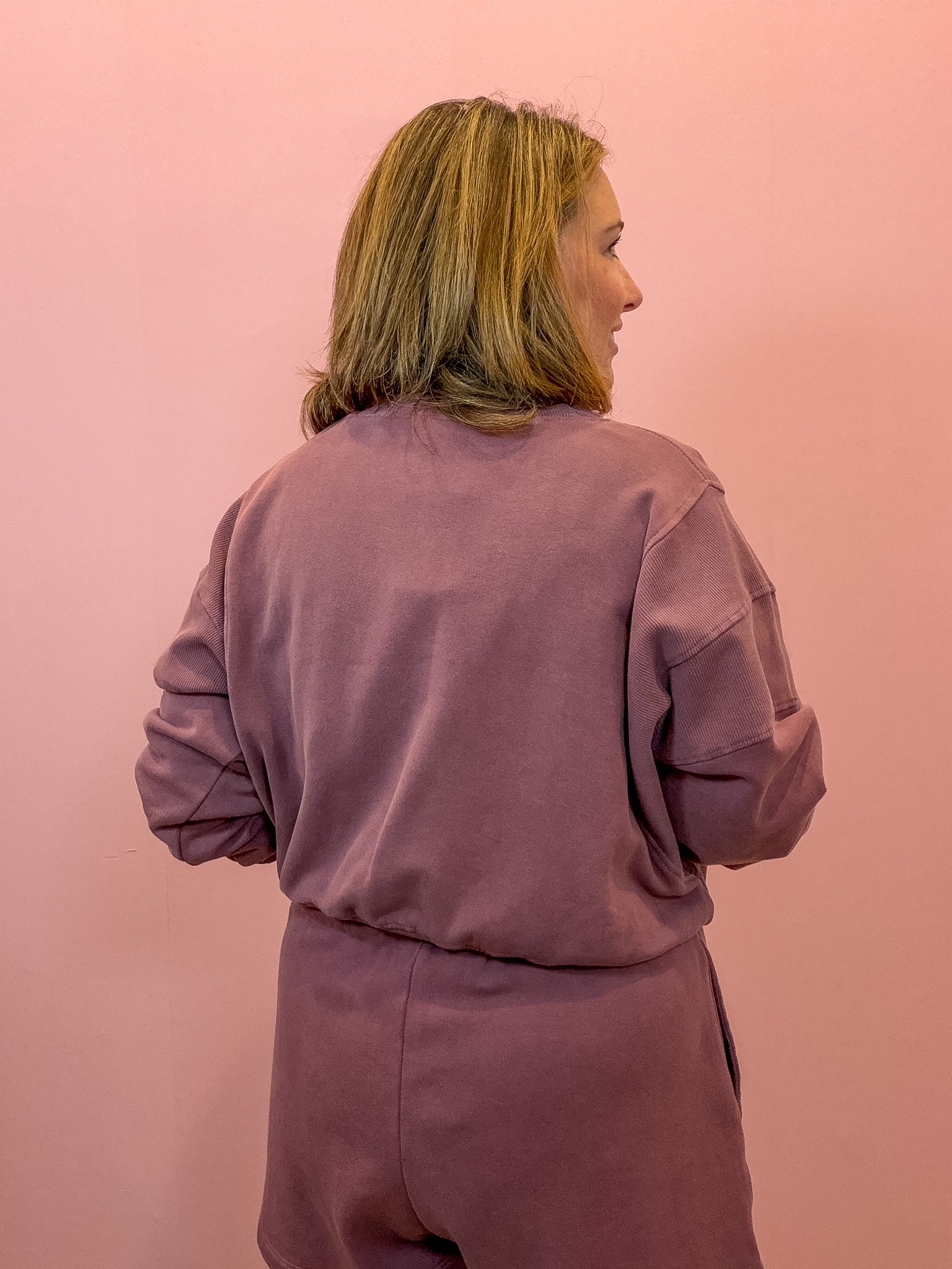 Luxe Cropped Sweatshirt Dusty Purple