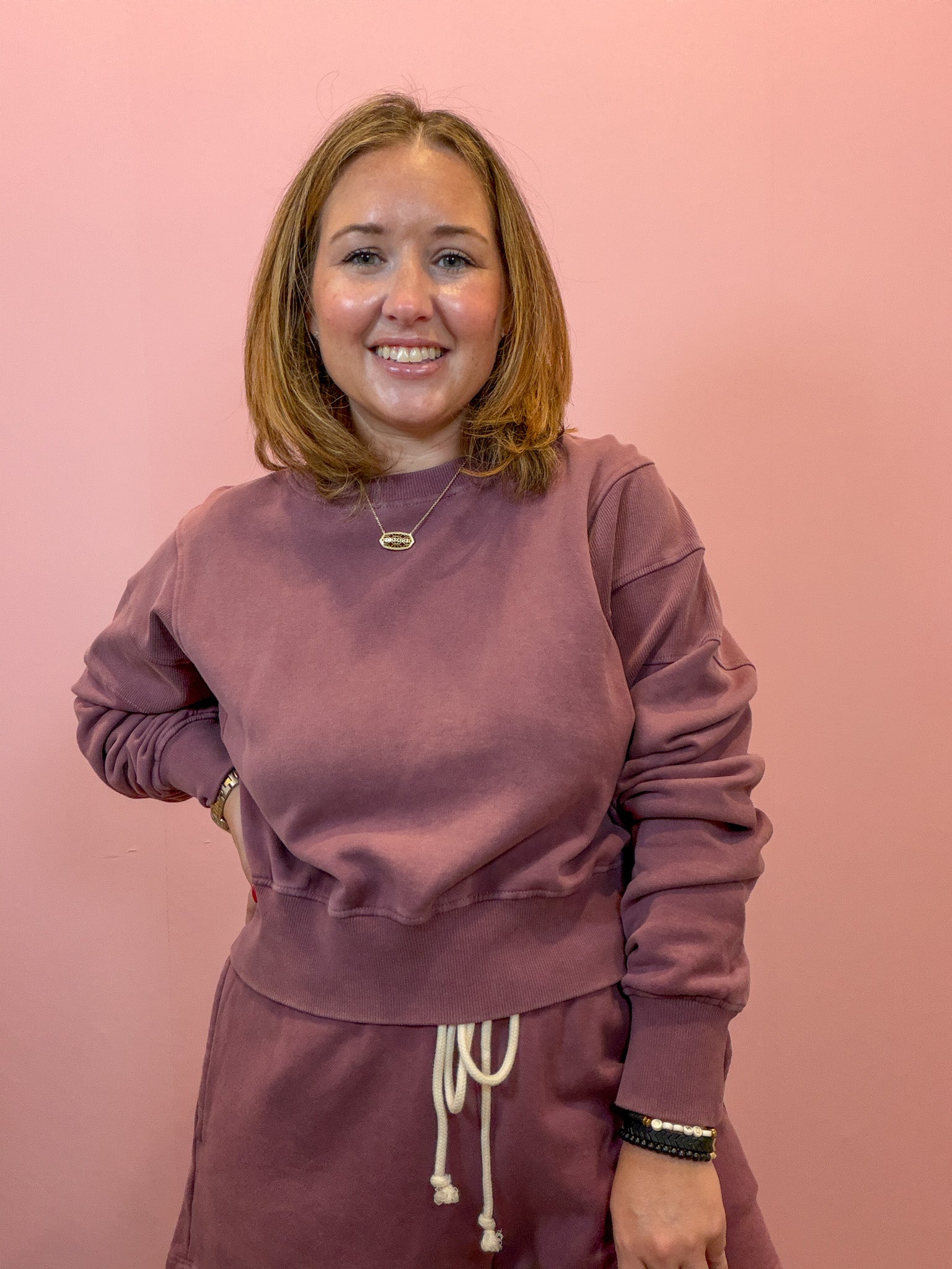 Luxe Cropped Sweatshirt Dusty Purple