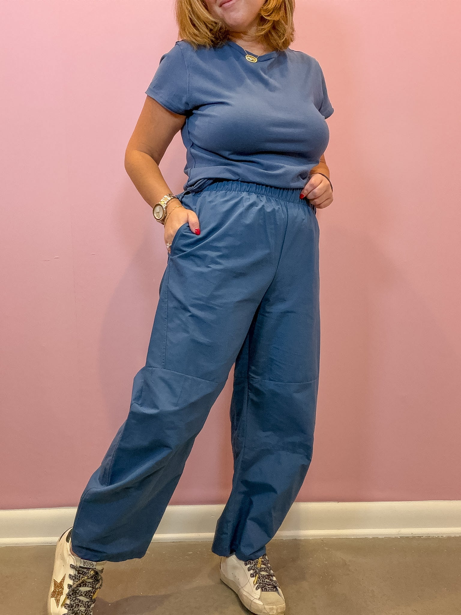 Barrel Pants Blue with Pockets