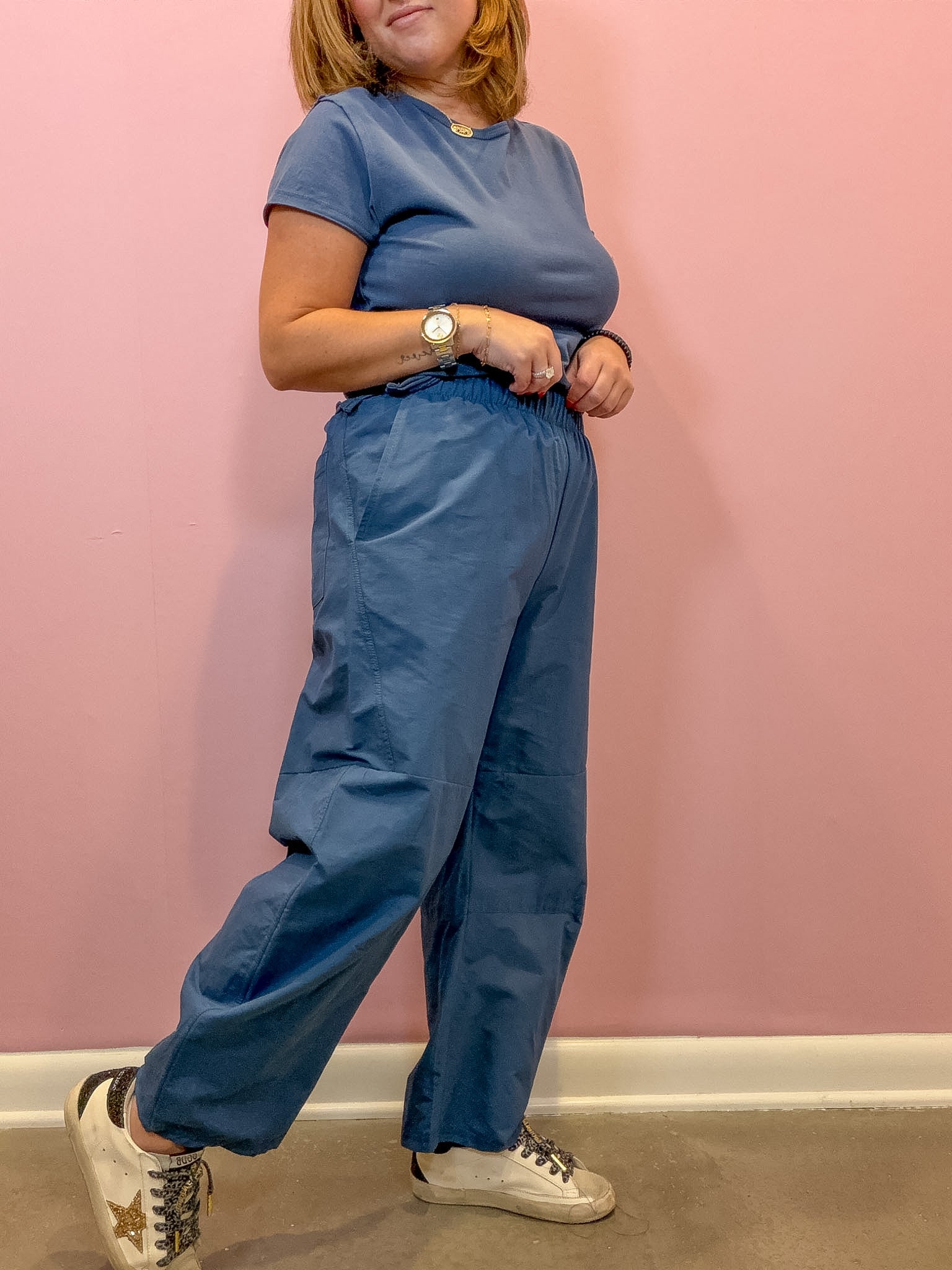Barrel Pants Blue with Pockets