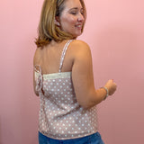  Polka Dot Lace Trim Cami Top
