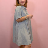 Collared Striped Shirt Dress