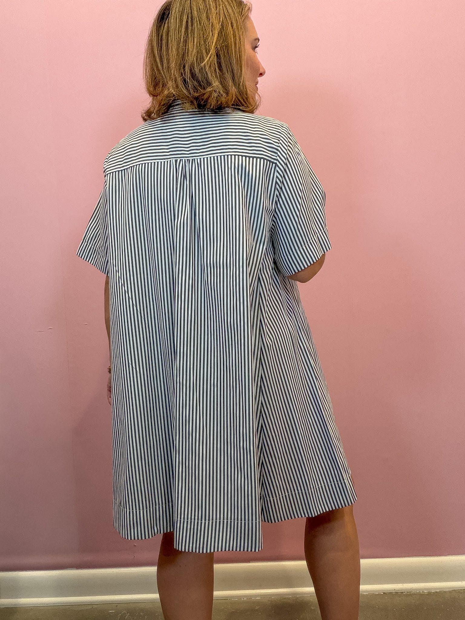 Collared Striped Shirt Dress