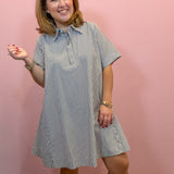 Collared Striped Shirt Dress