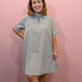 Collared Striped Shirt Dress