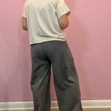 Charcoal Black French Terry Wide Leg Pants