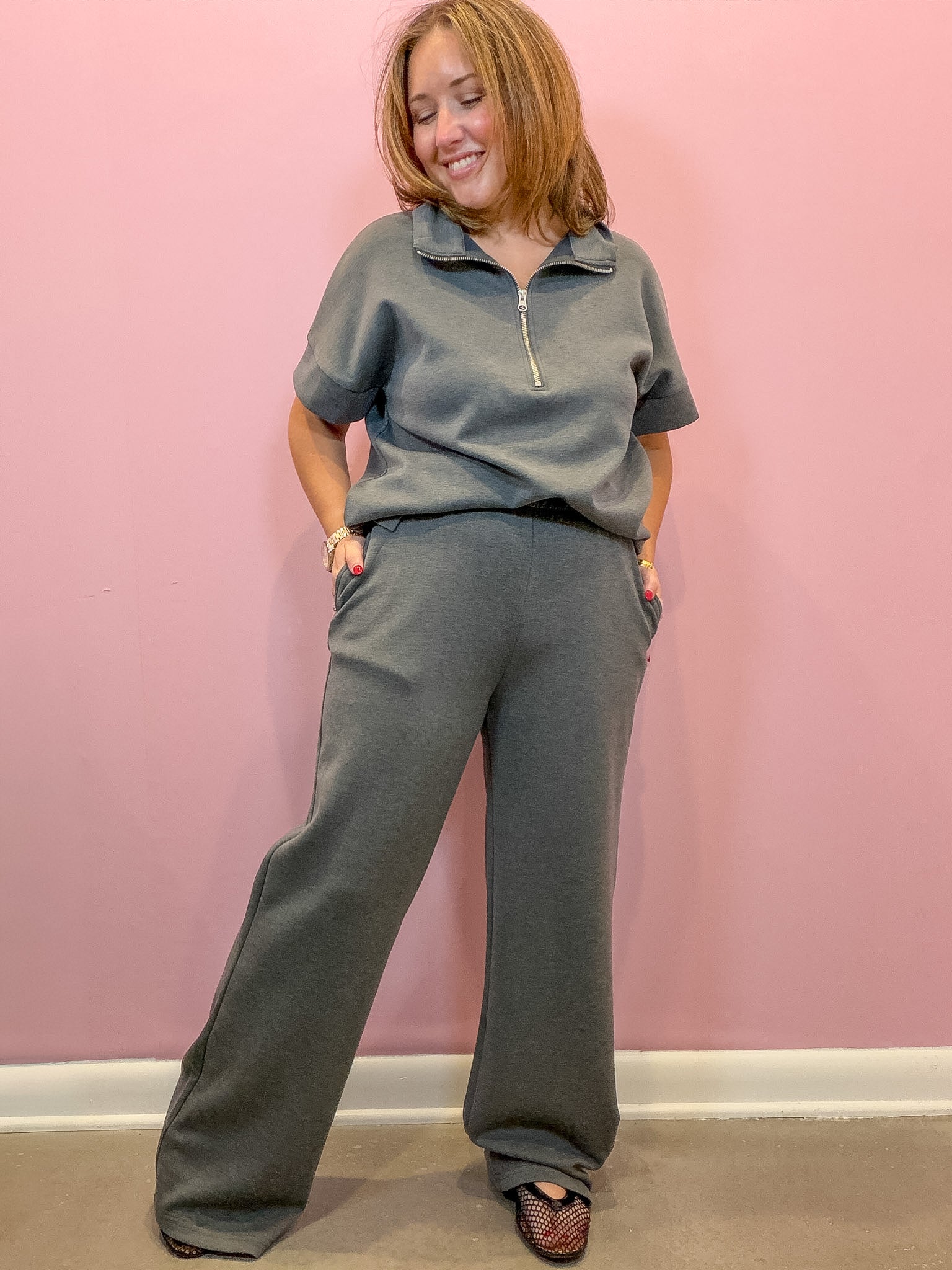Lounge Pants Grey Elastic Waist