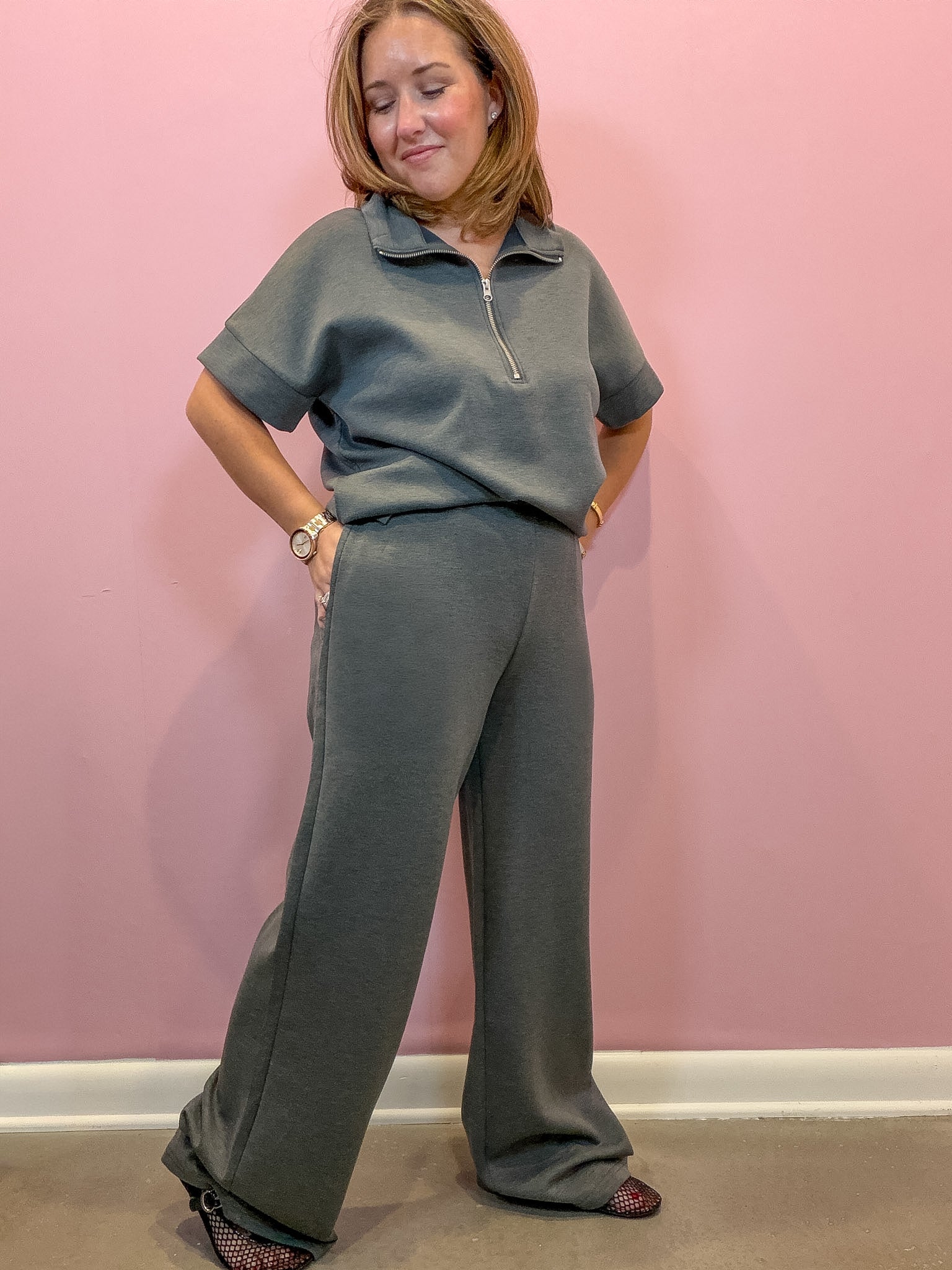 Lounge Pants Grey Elastic Waist