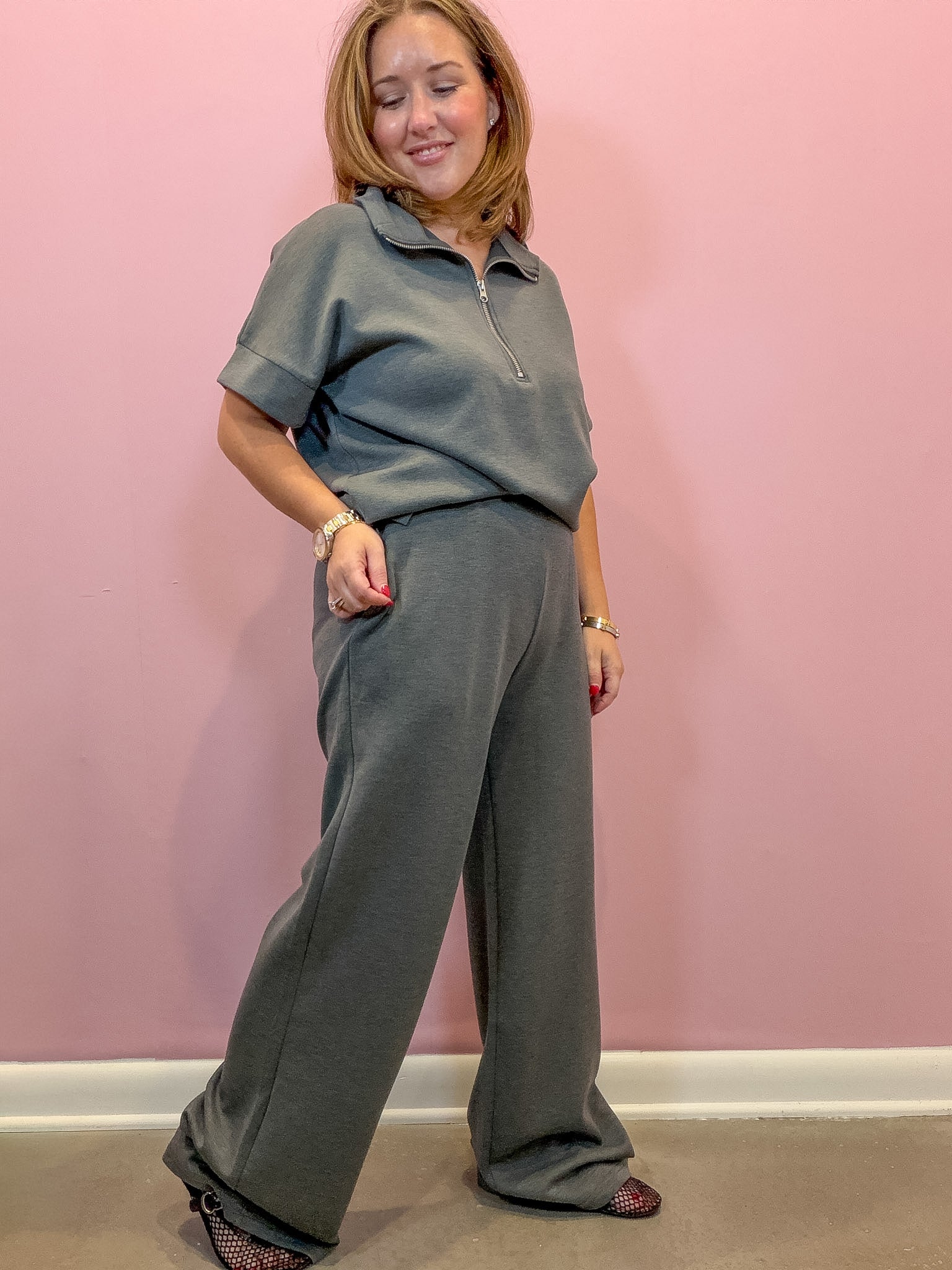 Lounge Pants Grey Elastic Waist