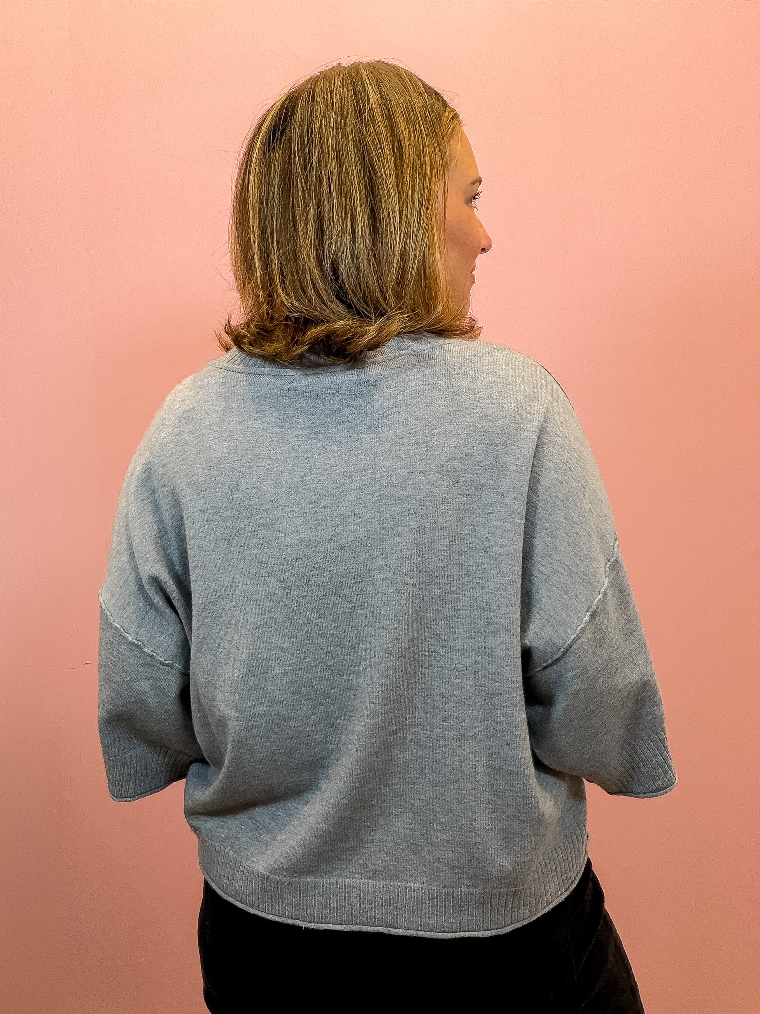 Grey Mock Neck Boxy Sweater