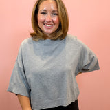 Grey Mock Neck Boxy Sweater