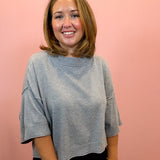 Grey Mock Neck Boxy Sweater