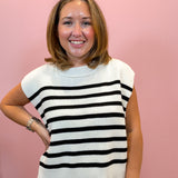 Crew Neck Stripe Sweater Vest