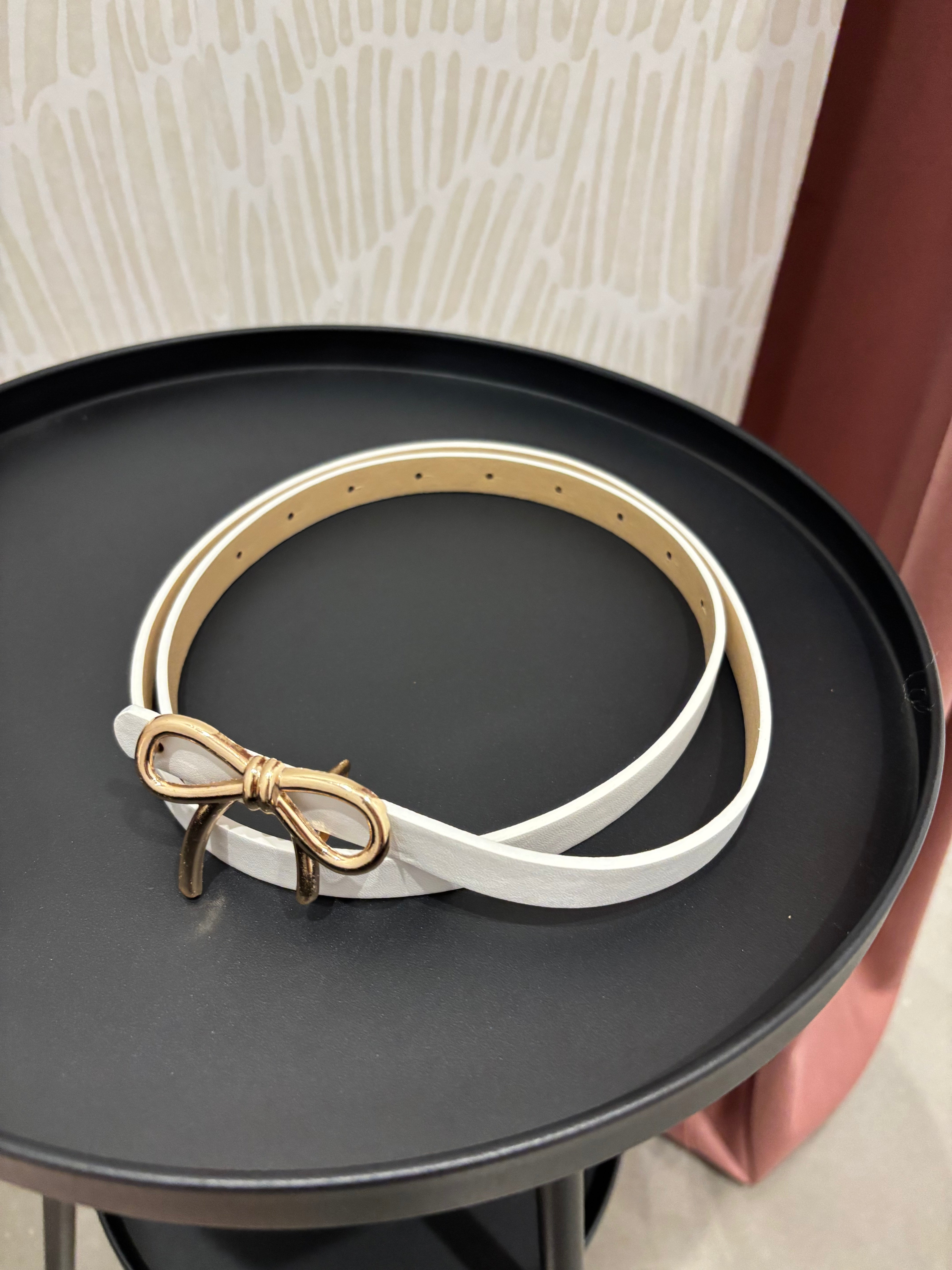 Bow Buckle Belt | White