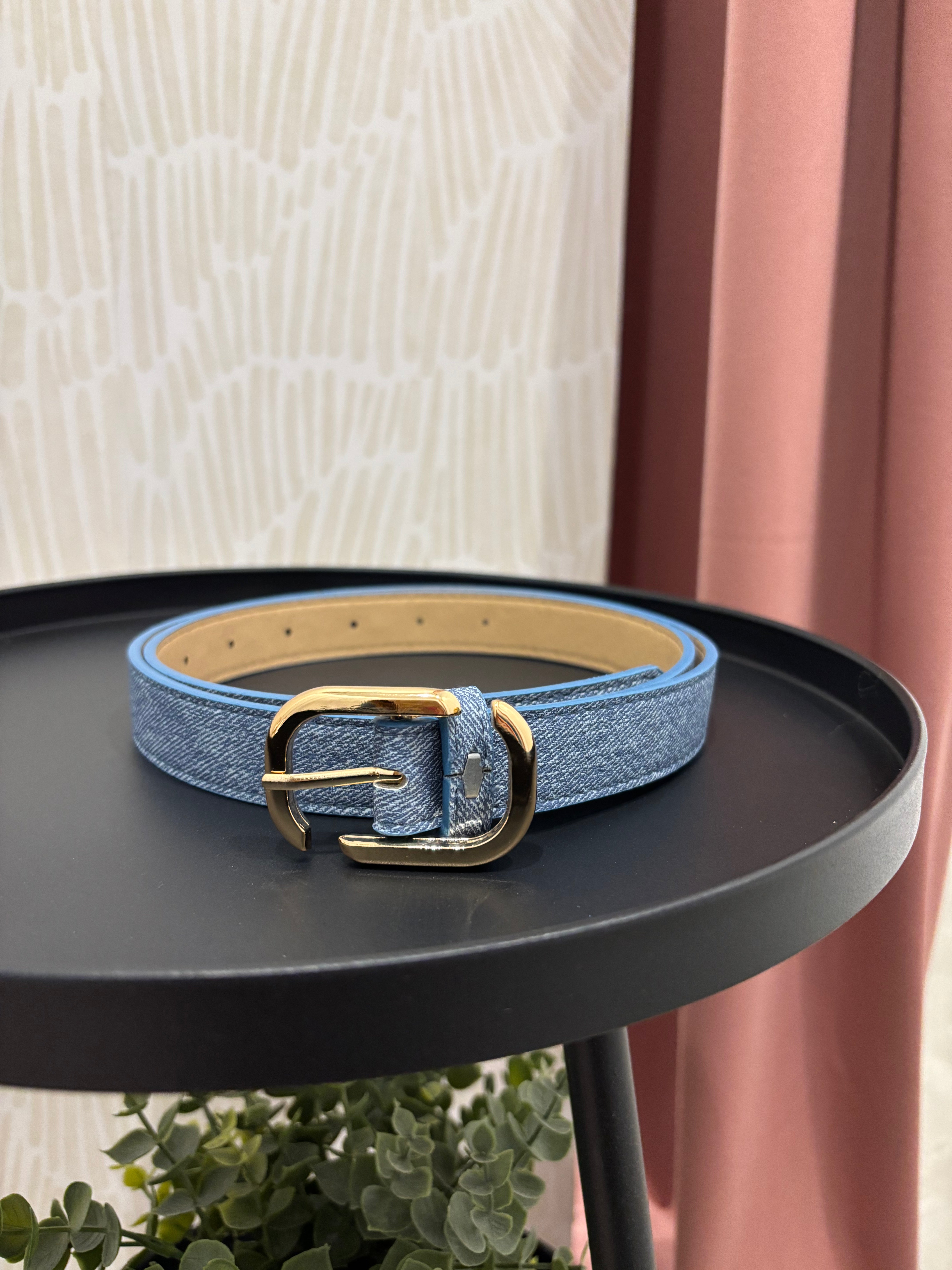 Faux Leather Belt | Denim Blue