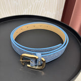 Faux Leather Belt | Denim Blue