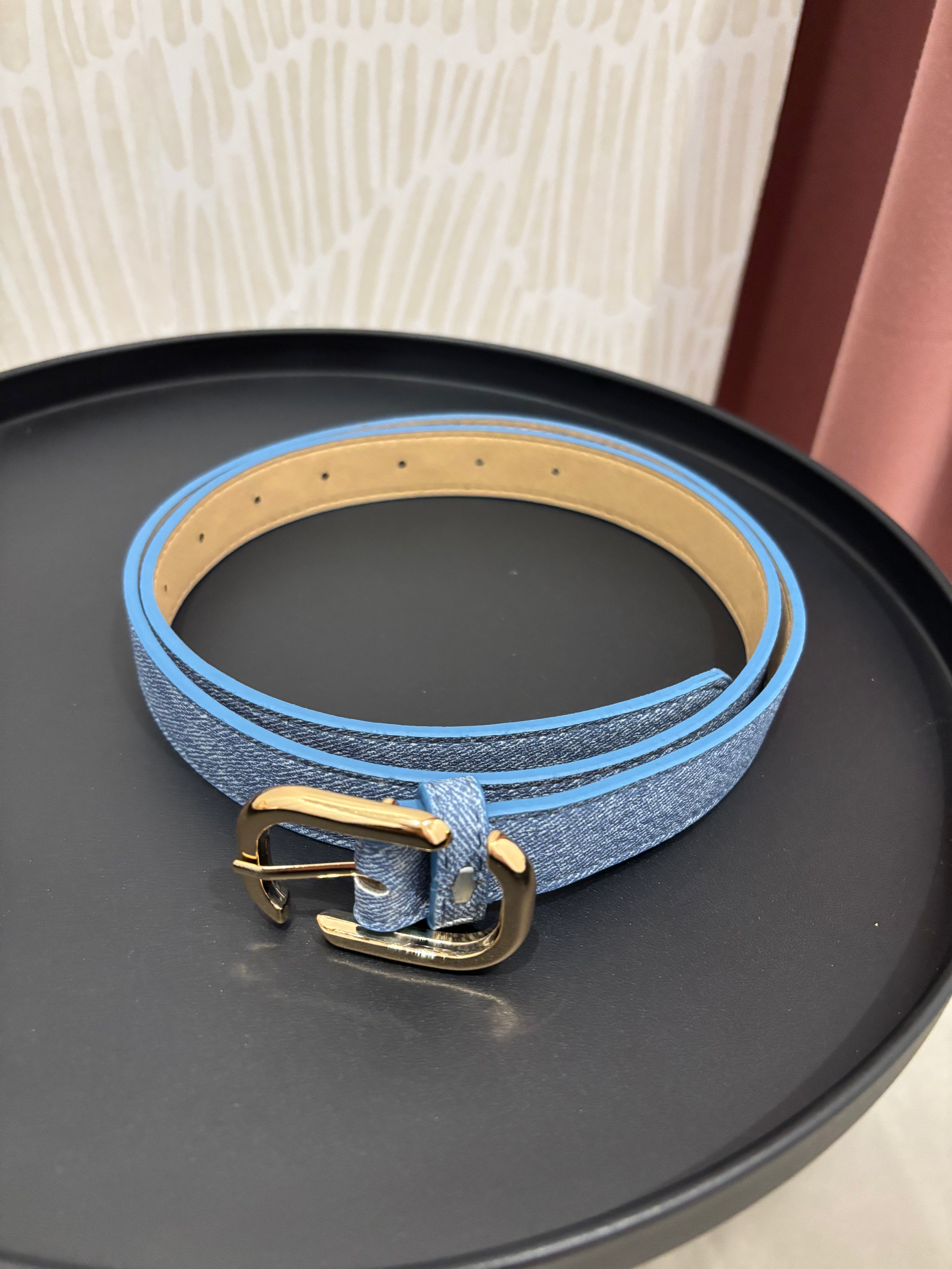 Faux Leather Belt | Denim Blue