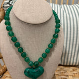 Chunky Beaded Charm Necklace | Green