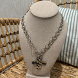 Hammered Cross Toggle Necklace | Silver