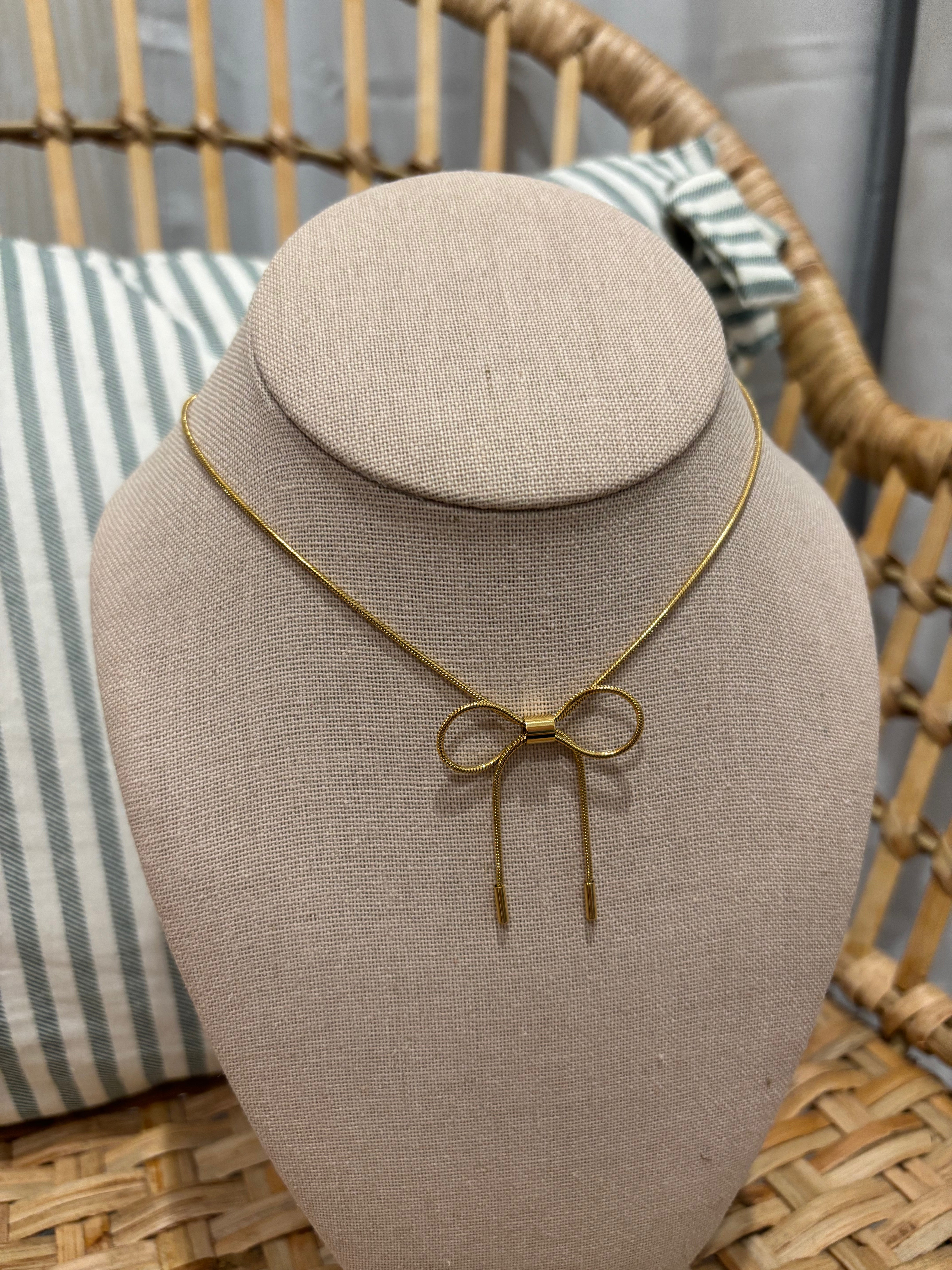 Gold Bow Necklace
