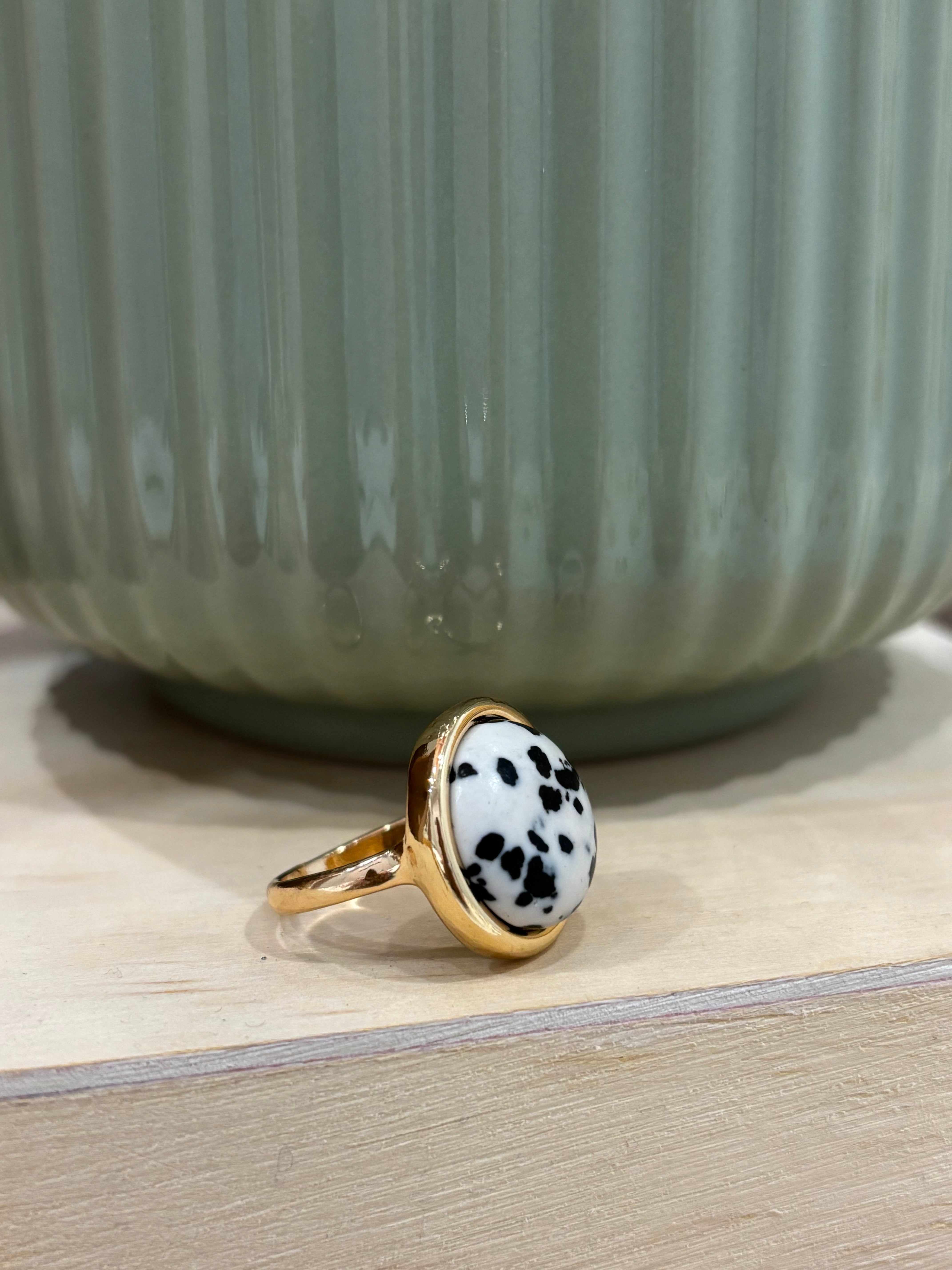 Natural Stone Cocktail Ring | Dalmation