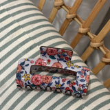 Jumbo Floral Claw Clip | White