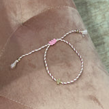 Corded Cross Charm Bracelet | Pink