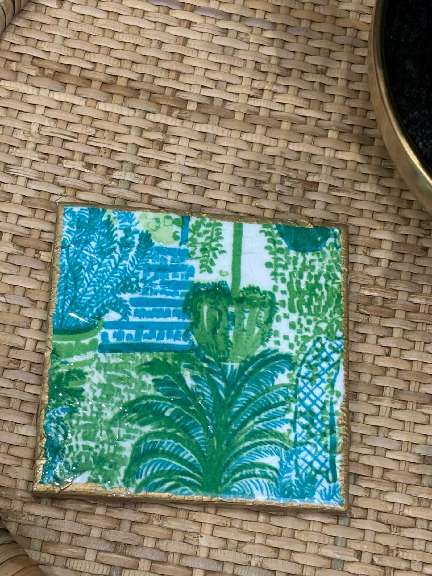 Gold Coaster | Green & Blue Palm