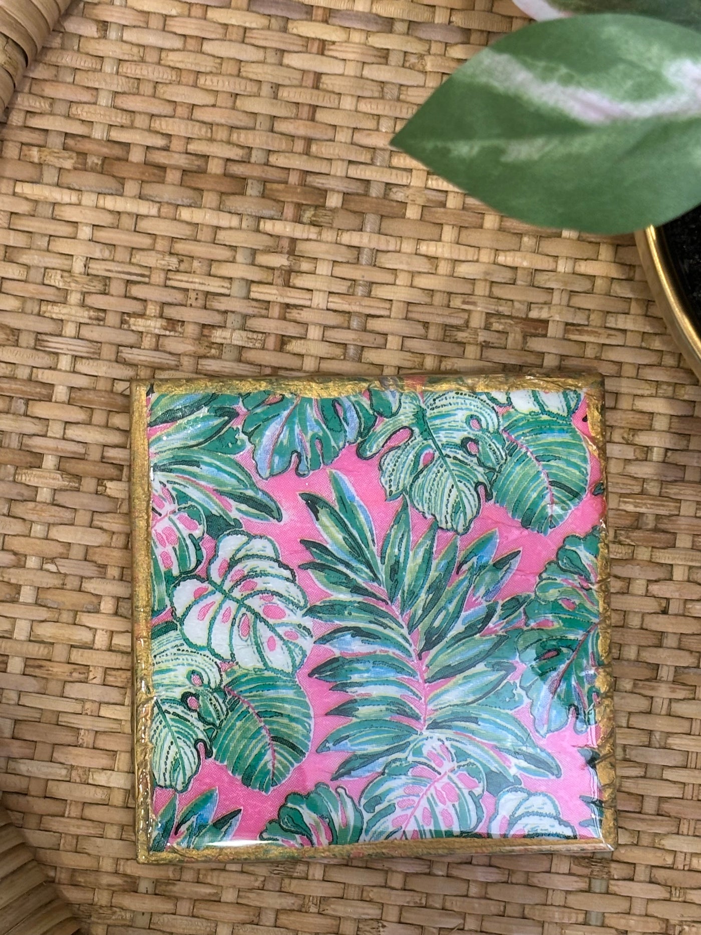 Gold Coaster | Pink & Green Palm