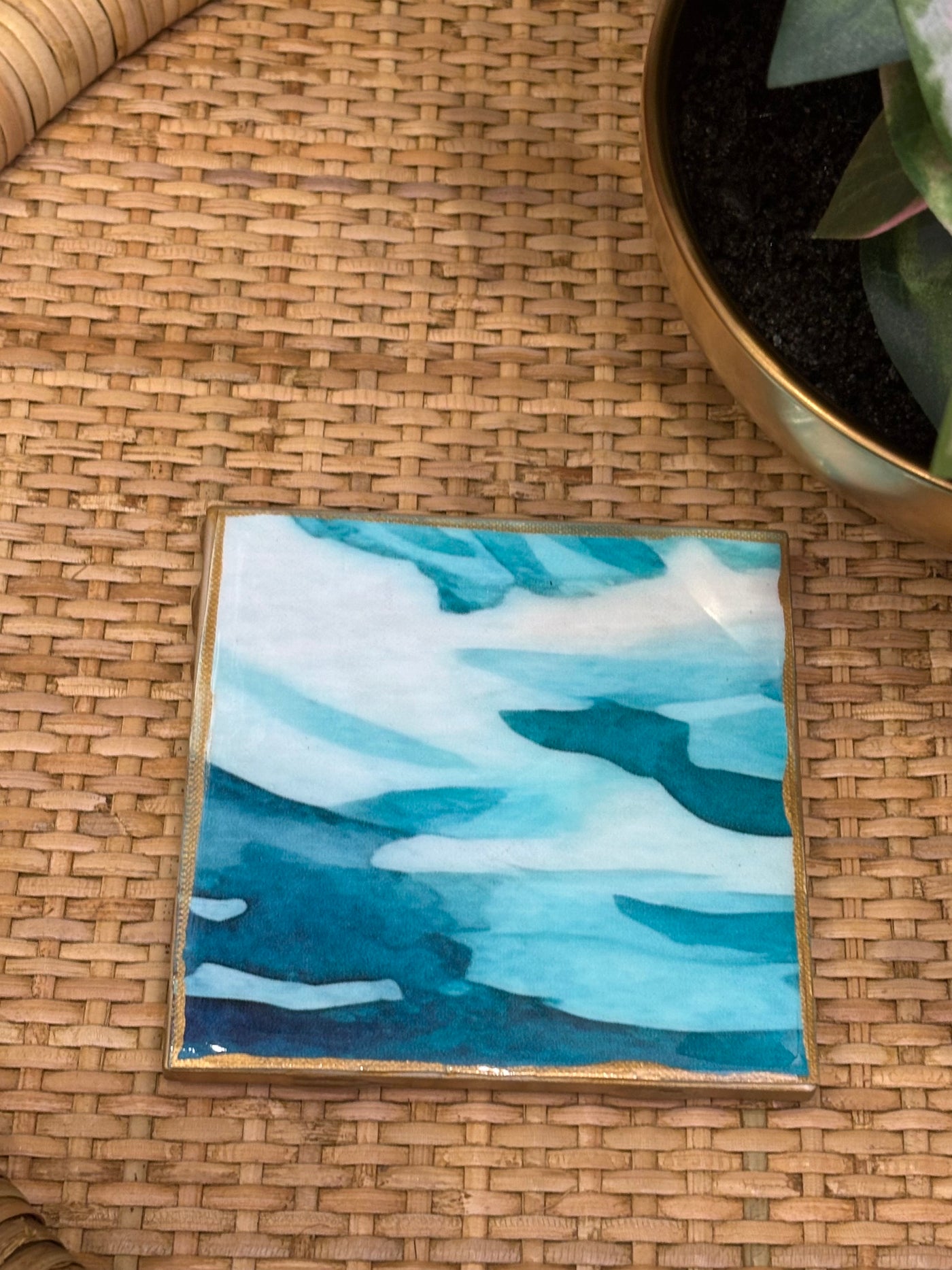 Gold Coaster | Turquoise Abstract