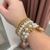 Pearl Beaded Heart Bracelet Set